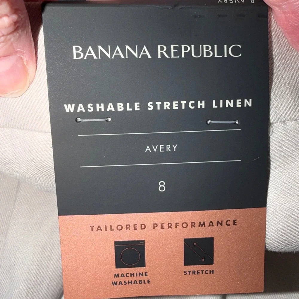 Banana Republic Avery Washable Stretch Linen‎ Ankle Pants Beige Womens 8 NEW
